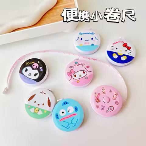 Japanese Style Cute Girl Heart Measuring Tape Kuromi Portable Round Tape Automatic Retractable Soft 