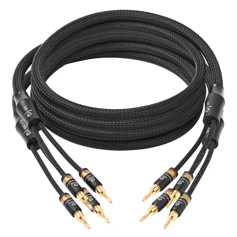 ERUMPENT OCC Plated Silver HiFi Speaker Cable Hi-end Gold Plated Banana Spade Y Convertible Plug Pro