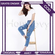 (CASH ON DELIVERY) Ebita Women's Ripped Boyfriend Jeans with Lining (Size 27 - 30)