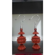 Kepala Sangkar Burung Fiber Ukir Merah Cangkuk Steel