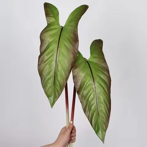 31 Inch Artificial Alocasia Leaf Faux Green Plant For Home Wedding Decor Floral Arrangement Garden D