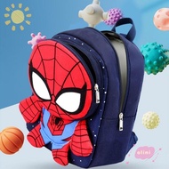 OLINI Spiderman School Bag, Nylon Adjustable Shoulder Strap Strawberry Bear Backpack,  Prevent Getting Lost Large Capacity Cute Cartoon Children's Backpack