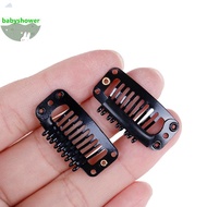 Babyshower 10/100 Toupee wig clips snap clips w/ rubber ba hair extension  9 teeth SG