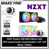 NZXT Kraken 240 RGB 240mm AIO  CPU Liquid Cooler Customizable 1.54" LCD Black / White