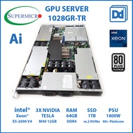 Supermicro 1028GR-TR XEON E5-2696V4 44 Core 88 Thread RAM 64GB NVMe 1TB GPU 3x NV TESLA M40 12GB GPU SERVER Ai USED เซิร์ฟเวอร์