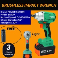 20V Cordless Brushless Impact Wrench Driver 4.0Ah Battery BIW20 20V 1/2''