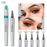 QIC 4-Tip Eyebrow Pen Waterproof Longlasting 36H | 4-Claw Fork Brow Pencil Natural 3D Easy to Use | 