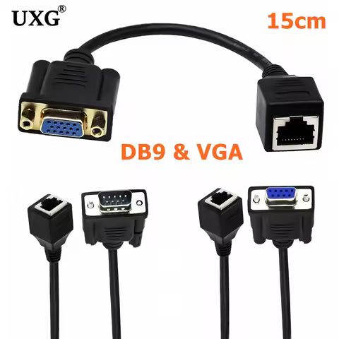 Male To Female VGA DB9 To RJ45 Adapter Cable RJ45 To DB9 Network Cable Connector Display To Network 