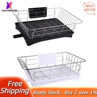 Stainless Steel Dish Drainer Drying Rack With 3-Piece Set Removable Rust Proof Utensil Holde For Kitchen Counter Storage Rack