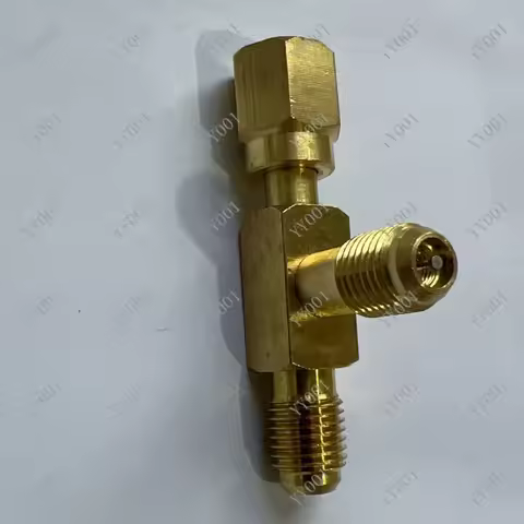 R134A R22 R407C R600a Refrigeration Brass Adapter 3-Way Connector for Refrigerant Charging