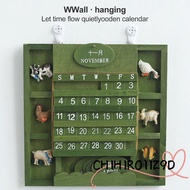 CHIHIRO11Z9D Wall-Mounted Calendar, Green Wooden Wall Decoration Calendar, Practical 21 X 21 Cm Pend