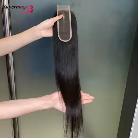 Supermagic Kim K 2x6 Swiss Transparent Lace Closure Straight Deep Middle Part Brazilian Unprocessed 