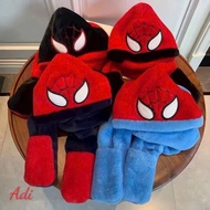 Baby hood, beanie hat with scarf and gloves shaped like superhero SUPER WARM, EXTREMELY COOL - hot h