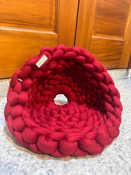 禮物-編織貓窩/ 純棉冰島毛線/ 寵物窩/ 雙色/ 可機洗