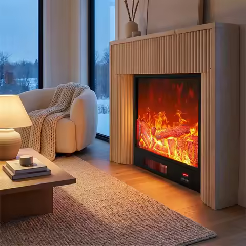 3D Flickering Flame Electric Fireplace Insert Heater for Living Room TV Stand Ambient Glow Artificia