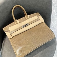 9新 Hermes Birkin 25 全蜥蜴 Ficelle 17色 (煙草灰)  框K刻