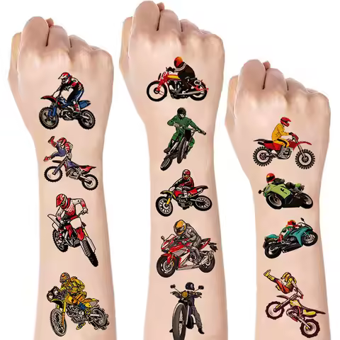 Dirt Bike Temporary Tattoos Motorcycle Sticker Birthday Decor Motorcycle Party Favor Supplies Motocr
