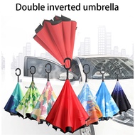 Double Inverted Umbrella Reverse Folding Umbrella Outdoor Car Umbrella with C-shaped Handle