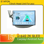 STAPON 13inch 6+64GB for honda-jazz-2008-2013 android15 2k 1920x1200p screen carplay android auto 2.