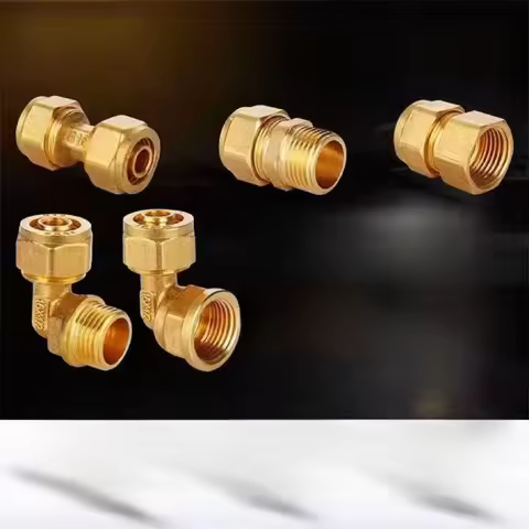 1-piece set 1216 aluminum-plastic pipe copper joints 4-inch straight elbow tee 4-inch copper pipe fi