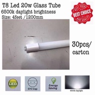 (READY STOCK) 30pcs LED T8 20W Glass Tube 6500k (Daylight)