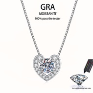 【 GRA Certificate Attached 】 1ct moissanite necklace, fashionable heart-shaped S925 pure silver wome