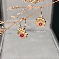 法國百年古董- Bijoux Fix 厚鍍金雕花耳勾耳針