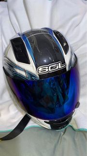 SOL SF-5白藍配色 全罩+電鍍片