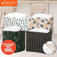 100L Extra Large Foldable Laundry Basket – Waterproof Rectangle Bin with Drawstring Cover