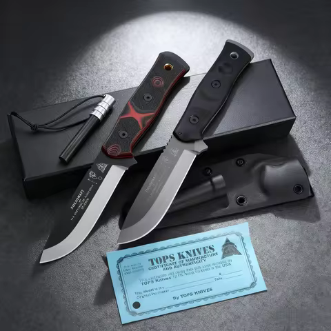 TOPS- Tactical Straight knife, high-hardness 154CM alloy steel, camping adventure emergency knife, h