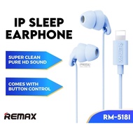 REMAX Wired Earphones RM-518i Stereo Bass Music Ip Wired Earphone Compatible for iphone 14 13 12 11 