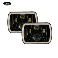 5X7 "7X6" LED ไฟหน้า Hi-Lo Beam Black Dot สำหรับ Jeep Cherokee XJ Wrangler YJ