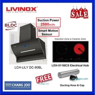 LIVINOX LCH-LILY DC-90BL COOKER HOOD + Electrical Hob Package
