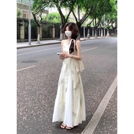maxi cash dresses for ladies New Chinese Style Girl Wearing Retro Ink Printed Sling dress 2025 Summe