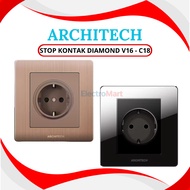 Architech Diamond Black Brown V16-C18 CP Electrical Plug Socket - Architech Diamond Black Brown v16-