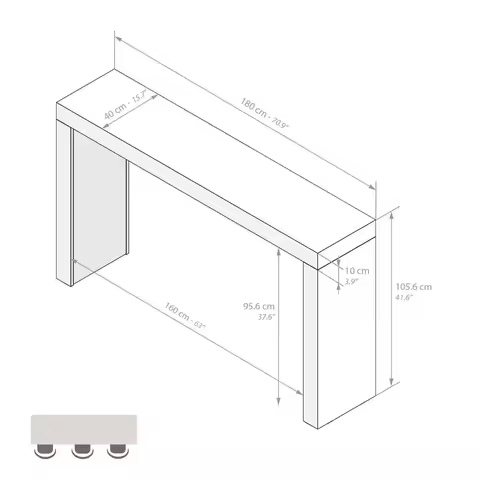 Evolution High Table 70.9 x 15.7 in, Rustic Oak, High Top Table for 3 People, Bar Table, Kitchen Isl