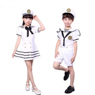 Kids Sailor Uniform White Chorus Clothes Girl Boy Navy Costume Halloween Cosplay Carnival Party Army Set Anime School Stage Wear