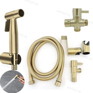 Gold Toilet spray bidet sprinklers Muslim Sprayer shower head Hook holder Water hose T valve Douche Handheld WC Bathroom  SGH2