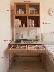 大減價即取有電梯! 兒童學生實木書桌連書架！ Wooden bamboo Desk with Hutch and Storage - 100cm Wide