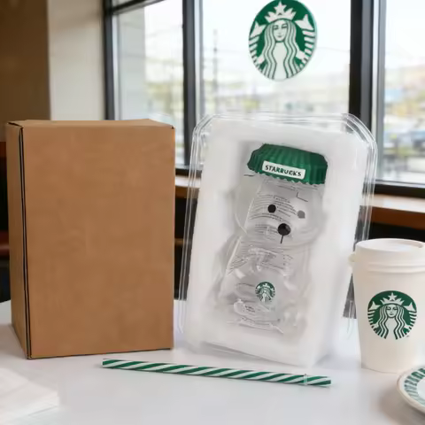 Starbucks Collectible Bearista Clear Glass Cup 20oz Green Silicone Hat Straw Cold Water Iced Coffee 
