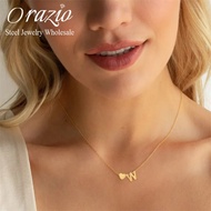 Orazio Heart Initial Necklaces For Women Girls 14K Gold Plated Stainless Steel Pendant Personalized Letter Necklace Jewelry Gift