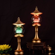 ZZHousehold Buddha Worshiping Lamp CrystalledLotus Lamp Buddha Taoism Buddha Lamp Colorful Buddha Lamp Buddha Front Lan