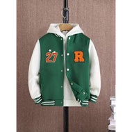 HIJAU Outwear Varsity BASEBALL Jackets For Boys And Girls With R logo Motifs, Numbers 27, Thick Velv