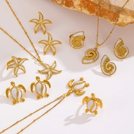 18K GOLD Ocean Beach Necklace Simple Fresh Small Jewelry Multipurpose Necklace 18k gold necklace