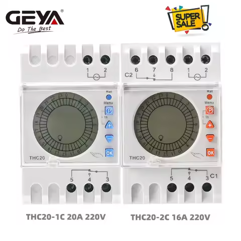 SALE GEYA 24 Hours Programmable Time Control Switch 16A 20A AC220V Backlight Timer LED Sceen Dayligh