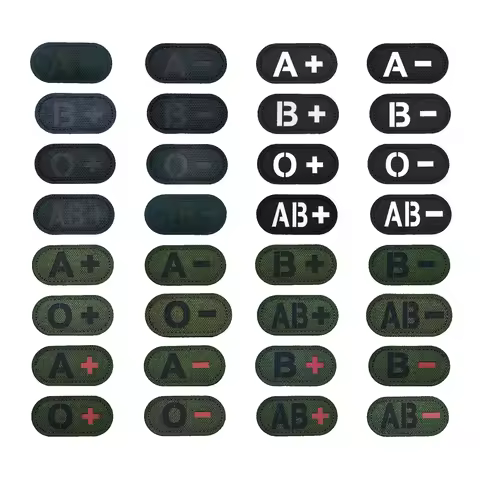 3D Blood Type A+B+O+AB+ A-B-O-AB- DIY Hook and Loop Embroidery Military Tactical Badge Coat Backpack