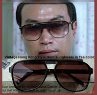 Retro Hong Kong Style Tea Colored Sunglasses Classic Killer Little Feeling of the 80S Vintage Film N