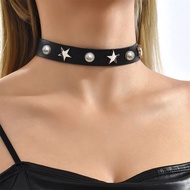 2025 New Punk Choker Collar For Girl Goth Five-Pointed Star Pearl Necklace Emo Neck Strap Cosplay Ch