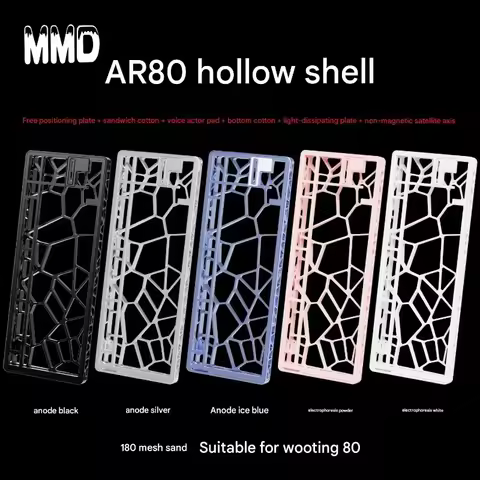 MMD Ar80 Hollow-Out Keyboard Shell - Aluminum Alloy Case Kit for Wooting 80HE, Ergonomic Gamer Gift