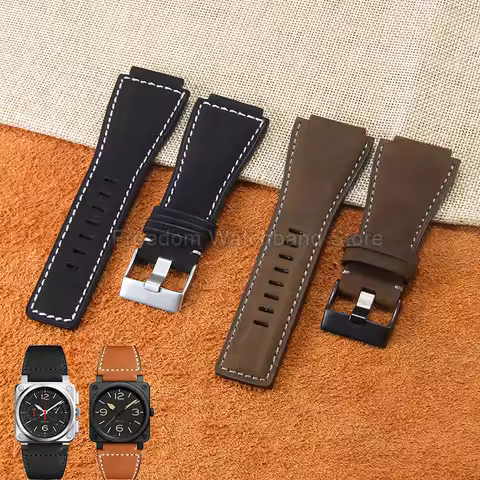 Excellent Elasticity Durable Cowhide Leather Watch Strap for Bell & Ross Bell Ross BR01 BR03 PL14796